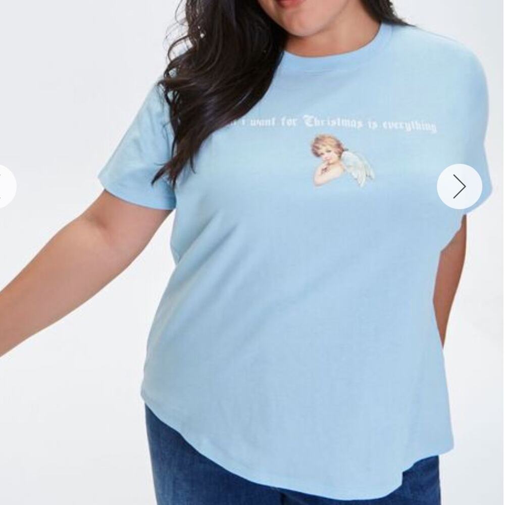 Forever 21 Angel All I want for Christmas graphic shirt juniors size Small S NEW